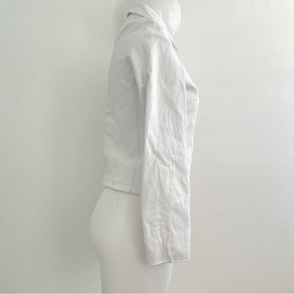 GAP white Genuine Leather Jacket LARGE - Picture 3 of 10